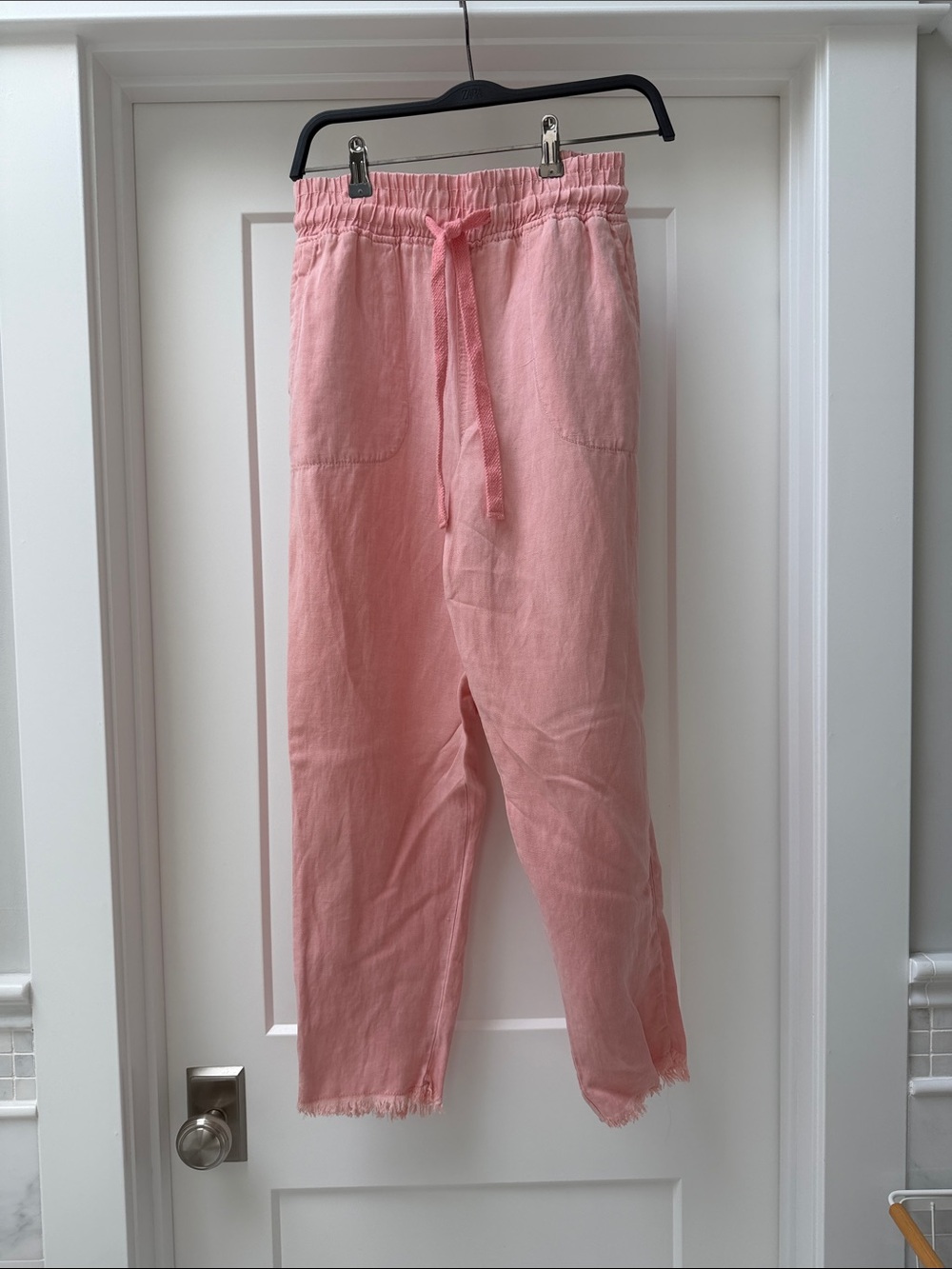 Pink Drawstring Linen-Blend Pants - Picture 2 of 4